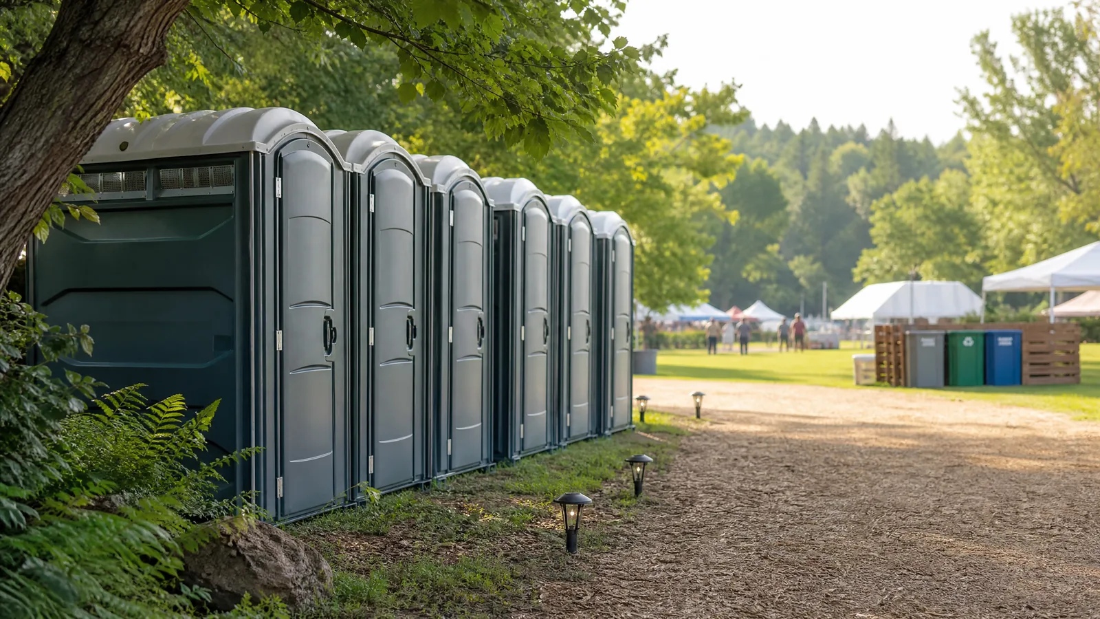 Eco-conscious portable restrooms planned for an outdoor community event.